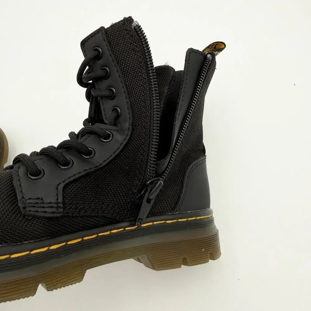 Dr. Martens Docs Combs Junior Boots Side Zip Canvas and Leather Lace Up - Kids U